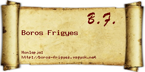 Boros Frigyes névjegykártya